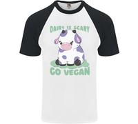 Dairy Is Scary Go Vegan Divertente Uomo S/S Baseball T-Shirt