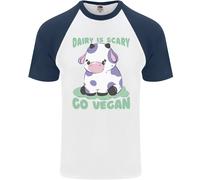 Dairy Is Scary Go Vegan Divertente Uomo S/S Baseball T-Shirt
