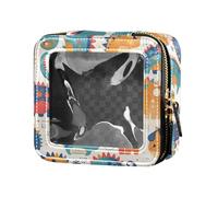 Daisy - Beauty case trasparente per donne e ragazze, organizer portatile per cosmetici per la cura della pelle, Motivo colorato con simpatici camaleonti, Taglia unica
