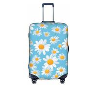 Daisy bianca con sfondo azzurro stampa universale elegante valigia copertura elastica lavabile antigraffio protezione bagagli, bianco, M