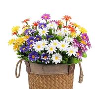 Daisy Bouquet, Faux Flowers, 12.6x5.91 Inches, Flexible Wired Stems Uv Resistant Realistic Stems Table Centerpiece, Artificial Floral Decor for Porch, Weddings and Events