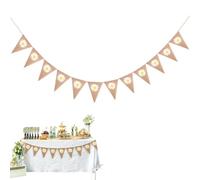 Daisy Burlap Bunting Banner - Linen Material 500cm Triangle Flag Garland - Reusable Rustic Party Decoration - For Wedding Birthday Spring Event And Outdoor Celebration