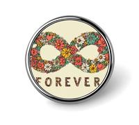 Daisy Chain Forever con simbolo dell'infinito, spilla rotonda bohémien, per uomo e donna, alla moda, spilla per colletto, giacca, zaino, accessori