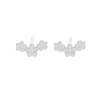 Daisy Cluster Crawler Orecchini a perno per donne e ragazze in argento Sterling 925 smaltato bianco fiore orecchino delicato piccolo fiore di ciliegio carino dichiarazione compleanno BFF vacanza