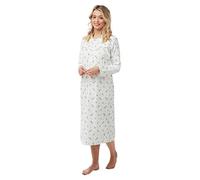 Daisy Dreamer Wincey - Camicia da notte da donna in flanella di cotone spazzolato morbido e caldo, con stampa floreale, taglia 40-58, Blu, M