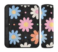 Daisy Flower Black 2 pz Spalline per seggiolino auto Cinghie Rilasciare lo Stress al collo e alle spalle per Auto funda para cinturón de carro