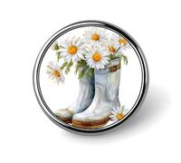 Daisy Flowers collocato in un paio di stivali da pioggia spilla rotonda per uomo donna moda distintivo collare pin vestito giacca zaino accessori