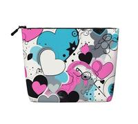 Daisy Flowers in diverse borse da toilette con cornice per donne, borsa portatile da viaggio per cosmetici, organizer quotidiano con cerniera, Mucca Nascondi Con Cuori Moo Amore, Taglia unica