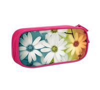Daisy Flowers in diversi astuccio con cornice, astuccio liscio con cerniera, astuccio portatile, grande borsa per cancelleria scolastica, borsa per trucchi, rosa, Taglia unica, Beauty Case