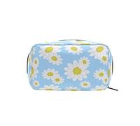 Daisy FlowersFloral Makeup Bag Organizer portatile Borsa cosmetica per custodia da trucco da viaggio, regali, borsa da toilette per uso quotidiano per ragazze e donne
