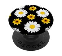 Daisy Margarita Flor White Flowers Black Background PopSockets PopGrip Adesivo