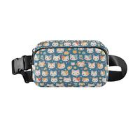 Daisy - Marsupio a tracolla impermeabile, con cinghia regolabile, per allenamento, corsa, escursionismo, Divertenti facce colorate di gatti su blu, 1 Size