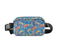 Daisy - Marsupio a tracolla impermeabile, con cinghia regolabile, per allenamento, corsa, escursionismo, Motivo colorato con simpatici camaleonti, 1 Size