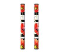 Daisy Poppy - 2 coperture per maniglie della porta del frigorifero, motivo floreale a strisce, per frigorifero, forno a microonde, forno, lavastoviglie, decorazione