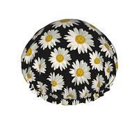 Daisy Print Shamrocks Green Leaves Gorro de baño impermeable para cabello corto y largo Forrado y gorros de ducha reutilizables elásticos de gran tamaño para Home Spa Salon