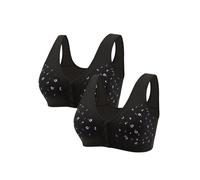 Daisy - Reggiseno da donna senza ferretto, con chiusura frontale, in cotone morbido con bottone automatico, design anteriore per anziani, confezione da 2