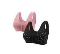 Daisy - Reggiseno da donna senza ferretto, con chiusura frontale, in cotone morbido con bottone automatico, design anteriore per anziani, confezione da 2, Blu mare, 4XL