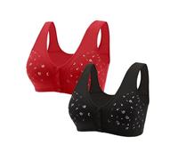 Daisy - Reggiseno da donna senza ferretto, con chiusura frontale, in cotone morbido con bottone automatico, design anteriore per anziani, confezione da 2, grigio., L