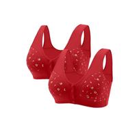 Daisy - Reggiseno da donna senza ferretto, con chiusura frontale, in cotone morbido con bottone automatico, design anteriore per anziani, confezione da 2, Colore: rosa., 5XL