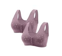 Daisy - Reggiseno da donna senza ferretto, con chiusura frontale, in cotone morbido con bottone automatico, design anteriore per anziani, confezione da 2, Blu, S