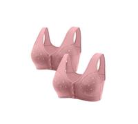 Daisy - Reggiseno da donna senza ferretto, con chiusura frontale, in cotone morbido con bottone automatico, design anteriore per anziani, confezione da 2, Nero , M
