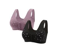 Daisy - Reggiseno da donna senza ferretto, con chiusura frontale, in cotone morbido con bottone automatico, design anteriore per anziani, confezione da 2, beige., XL