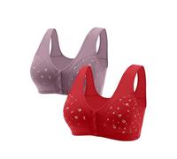 Daisy - Reggiseno da donna senza ferretto, con chiusura frontale, in cotone morbido con bottone automatico, design anteriore per anziani, confezione da 2, mimetico, M