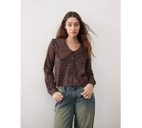 Daisy Street - Blusa squadrata con colletto oversize e stampa leopardata-Multicolore 38