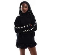 Daisy Street - Cardigan in maglia a collo alto nero dettaglio stringato sulle maniche 48