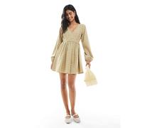 Daisy Street - Vestito corto verde a quadri con scollo a V-Multicolore 46