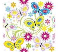Daisy - Tovaglioli di carta velina a 3 veli, motivo floreale, per decoupage e pranzo, 33 x 33 cm, confezione da 20 (farfalle colorate con fiori)
