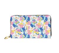 Daisy Verde Stampa Portafoglio In Pelle Per Le Donne Della Borsa Della Moneta Della Cassa Della Cassa Della Borsa Della Borsa, Foglie galleggianti, Taglia unica