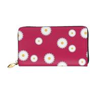 Daisy Verde Stampa Portafoglio In Pelle Per Le Donne Della Borsa Della Moneta Della Cassa Della Cassa Della Borsa Della Borsa, Rosso Margherita, Taglia unica