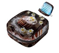 Daisy with Sweet Cake on Old Wood First Period Kit per ragazze Tampon Salvaslip Borsa mestruale Supporto per l'allattamento con cerniera Sanitari Raccogliere Tovagliolo Bag Organizer