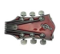Daisybaby Novità chitarra paletta cintura fibbia uomo semplice Western Cowboy cintura fibbie, Rosso, taglia unica