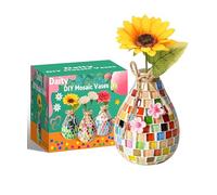 Daity Set fai da te a mosaico per bambini 7 8 6 10 9 11 anni, regalo per ragazze 6-12 anni, set fai da te, per adulti, regali di compleanno per ragazze 6-12 anni, piccolo vaso a mosaico per bambini e