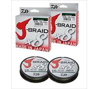 Daiwa 2 pezzi J-Braid 8 trefoli 0,06mm, 4,0kg/8,8lbs, 300m Verde scuro (Pezzo doppio)