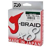 Daiwa J-Braid 8 Braid 0.06mm, 4,0kg/9,0lbs 300m verde scuro, lenza di pesca intrecciata rotonda