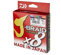 Daiwa J-Braid Grand X8E 0.22mm, 19.5kg/43.0lbs, 300m, Multicolore, Filo da Pesca Trecciato, 12795-122