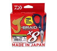 Daiwa J-Braid Grand X8E 0.28mm, 26.5kg/58.0lbs, 135m Chartreuse, Filo da Pesca Trecciato, con le Forbici, 12797-028P