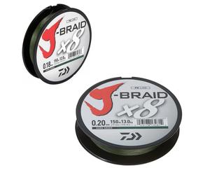 Daiwa J-Braid X8 0,13Mm 8,5Kg 150M Verde Scuro Filo Intrecciato 8-Facce