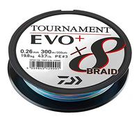 Daiwa Tournament X8 Braid EVO+ 0.16mm, 12.2kg/26.8lbs, 300m, Multicolore, Filo da Pesca Trecciato, 12762-116