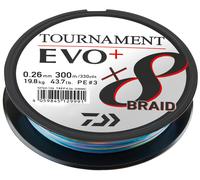 Daiwa Tournament X8 Braid EVO+ 0.20mm, 18.0kg/39.7lbs, 300m, Multicolore, Filo da Pesca Trecciato, 12762-120