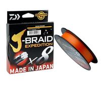 Daiwa Tresse 8 Brins J-Braid Expedition - 500m - PE.4 - D.0.28mm - R.26.5kg-58lb - Smash Orange - 12552528 - Equipement pour la peche sportive