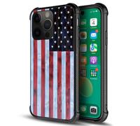DAIZAG Compatible with Case for iPhone 14 Pro Max, Red and White Wood Grain American Flag iPhone 14 Pro Max Cases for Man Woman, All-Round Protection