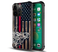 DAIZAG Compatible with Case for iPhone 14 Pro Max, Wood Grain Flag Firefighter American Flag 002 iPhone 14 Pro Max Cases for Man Woman, All-Round Pro