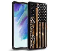 DAIZAG Compatible with Samsung Galaxy S21 FE Case,in God We Trust Wood Grain Design American Flag for Man Woman, All-Round Protection Shockproof Anti