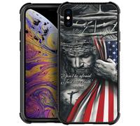 DAIZAG Custodia Compatibile con iPhone X/Xs Cover Morbida Antiurto per Ragazzo Uomo Custodia Regalo Christian Jesus God Bless American Flag