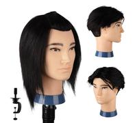 DaizySight Testa per Parrucchieri Uomo Capelli Veri 100%, Testina Parrucchiere Manichino, Testa Formazione Acconciaturel Cosmetologia Studio Pratica Modello Taglio di Capelli Maschile (Nero, 35cm)