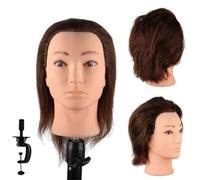DaizySight Testa per Parrucchieri Uomo Capelli Veri 100%, Testina Studio Parrucchiere Manichino, Testa Formazione Acconciaturel Cosmetologia Pratica Modello Taglio di Capelli Maschile (Marrone, 35cm)